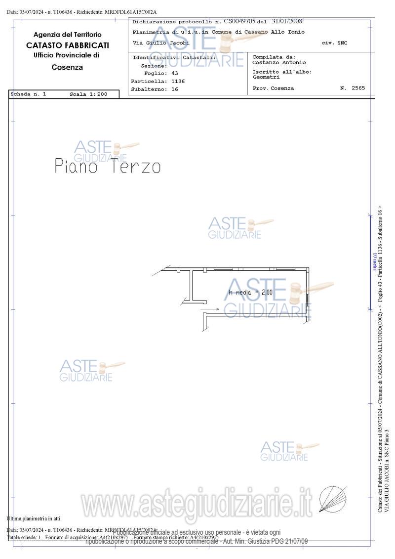 Planimetria del bene