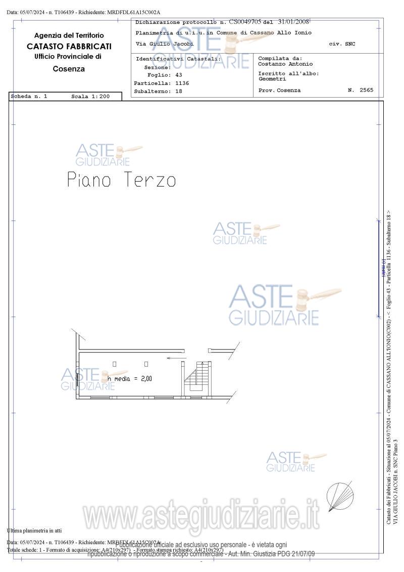 Planimetria del bene