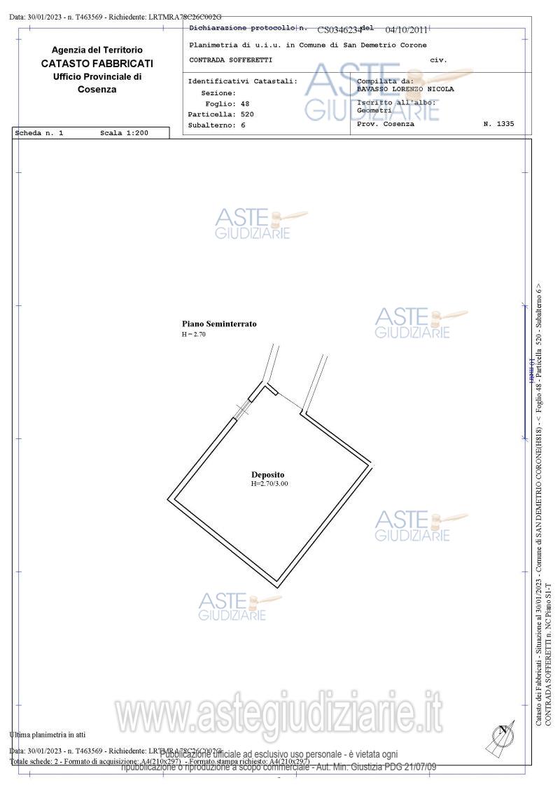 Planimetria del bene