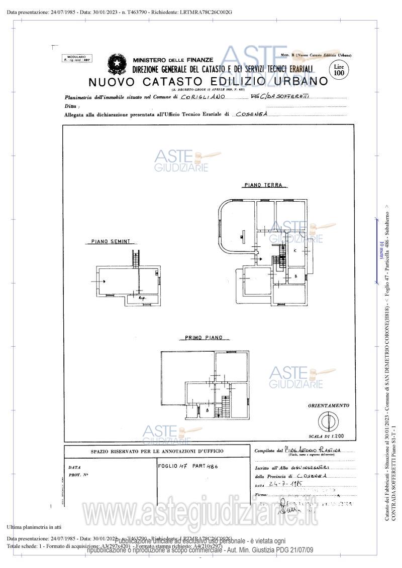 Planimetria del bene