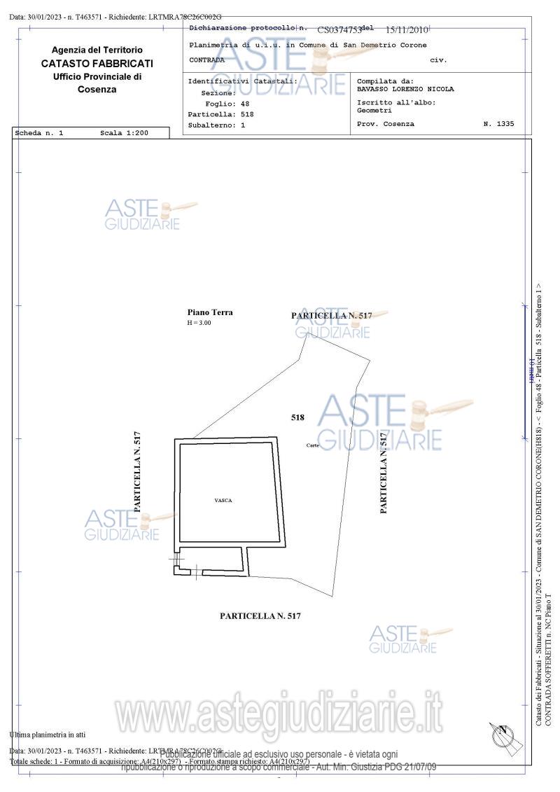 Planimetria del bene
