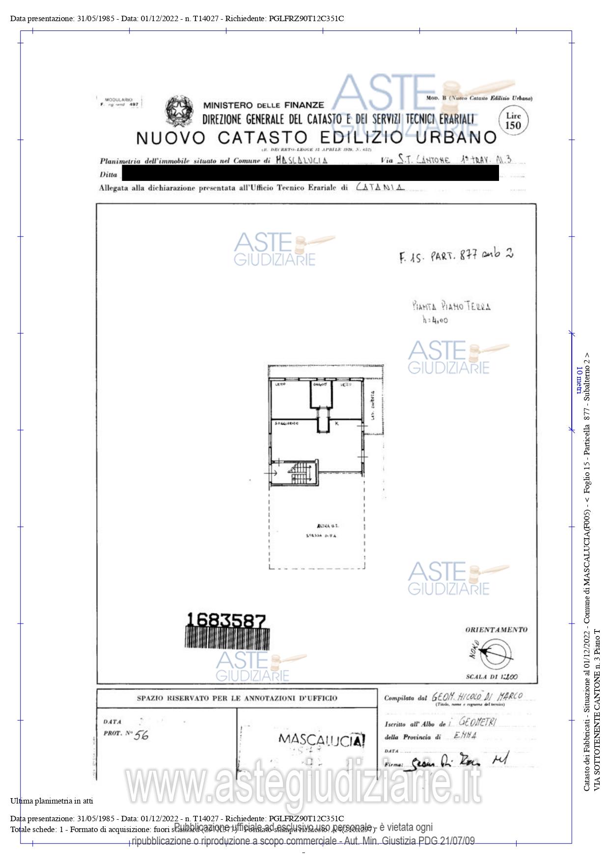 Planimetria del bene