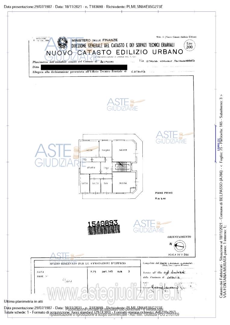 Planimetria del bene