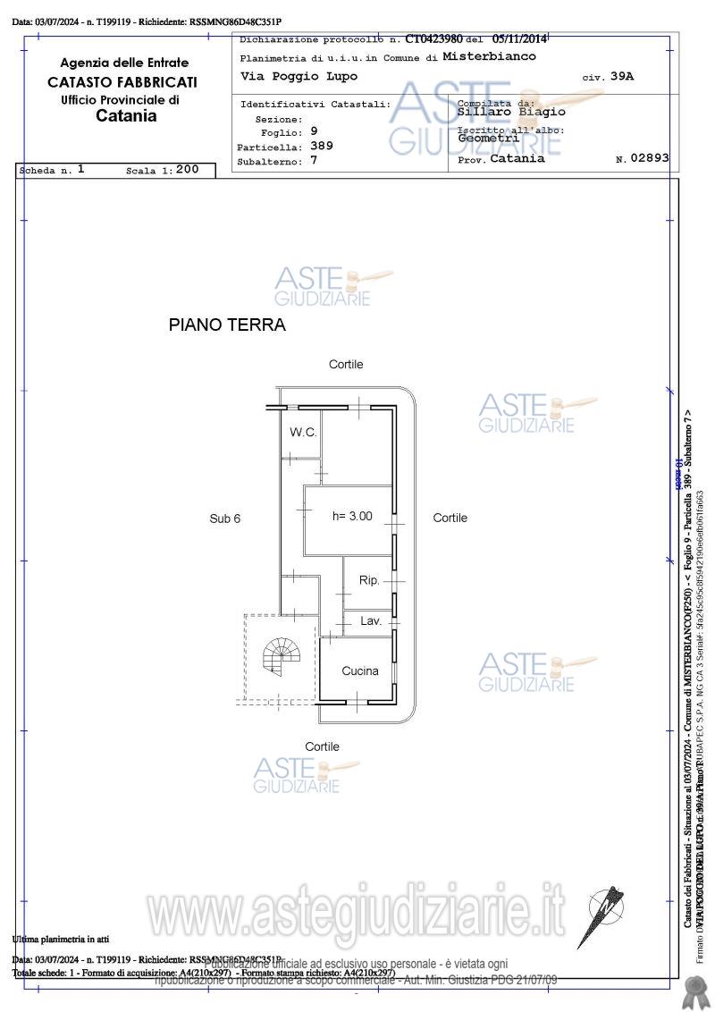 Planimetria del bene
