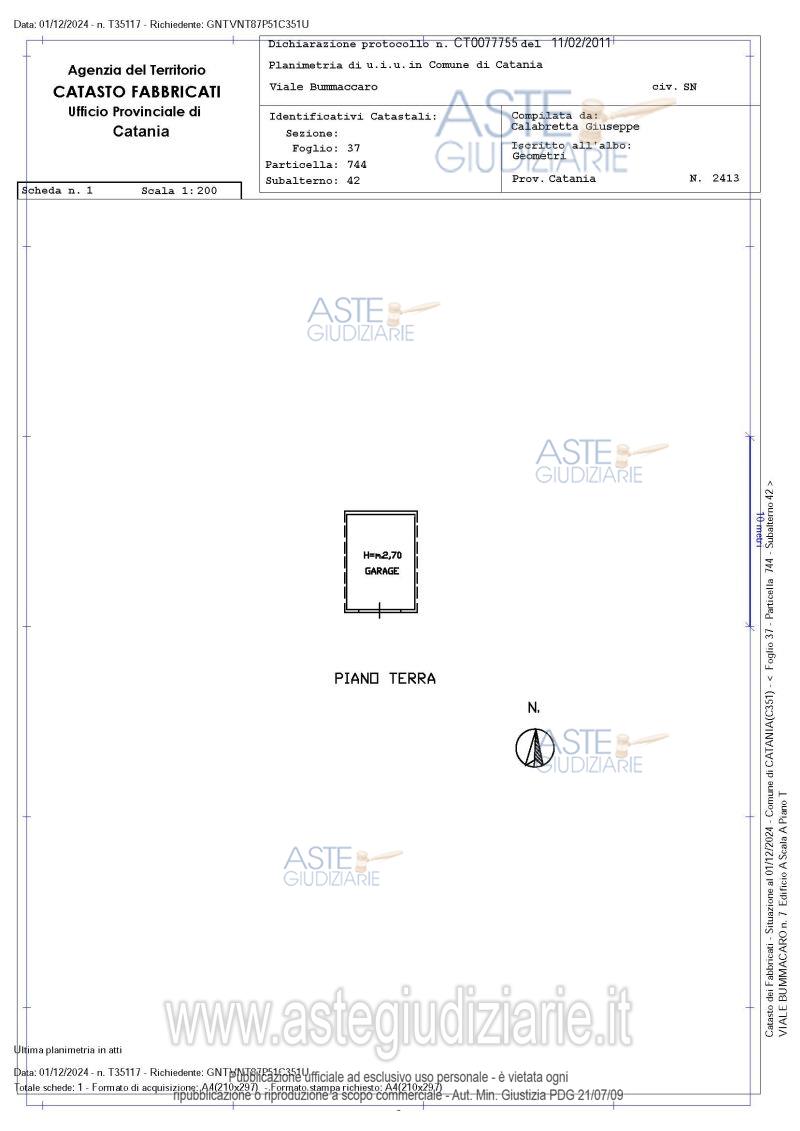 Planimetria del bene