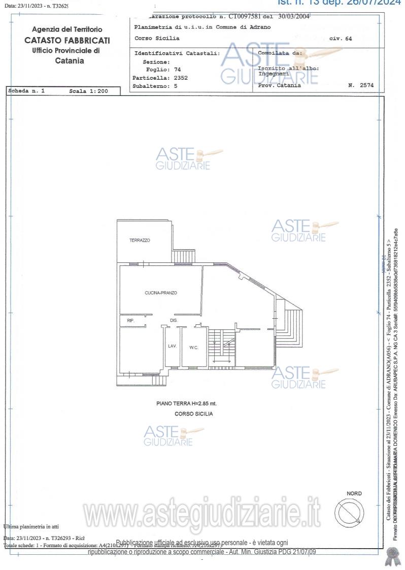 Planimetria del bene