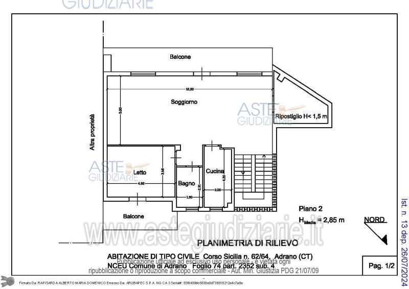 Planimetria del bene