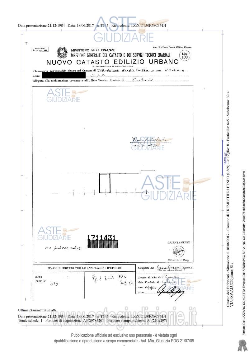 Planimetria del bene