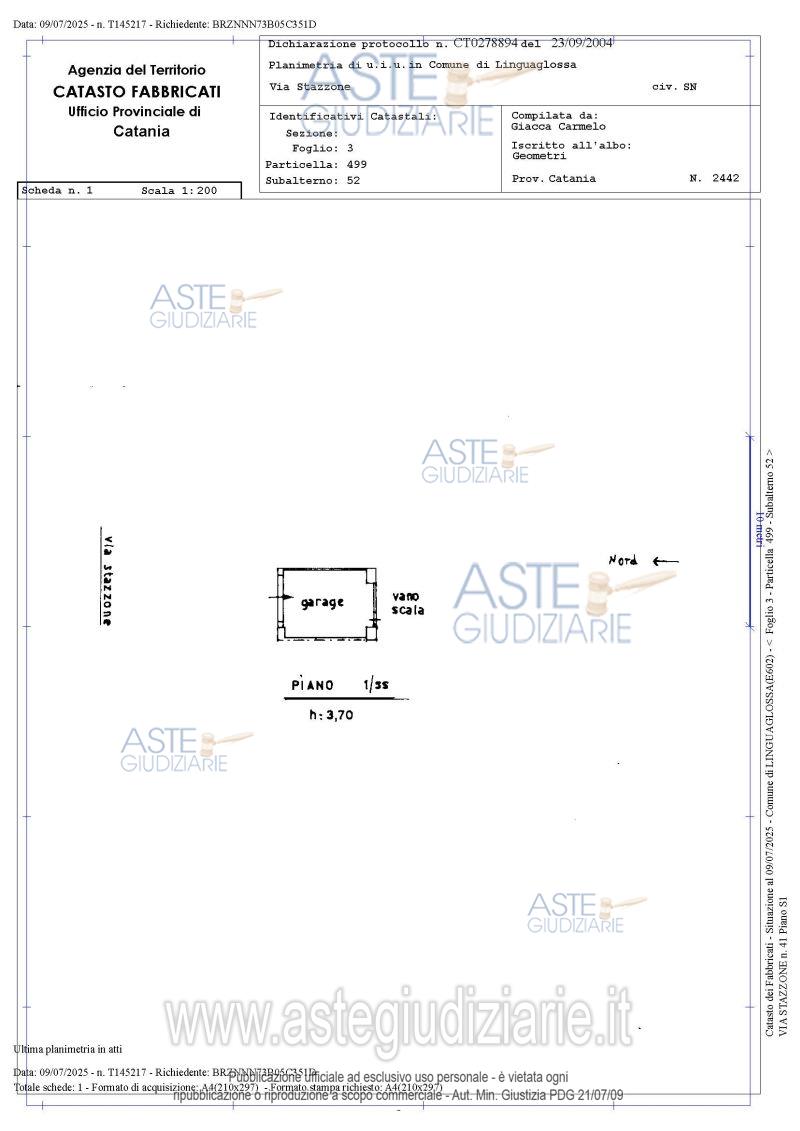 Planimetria del bene