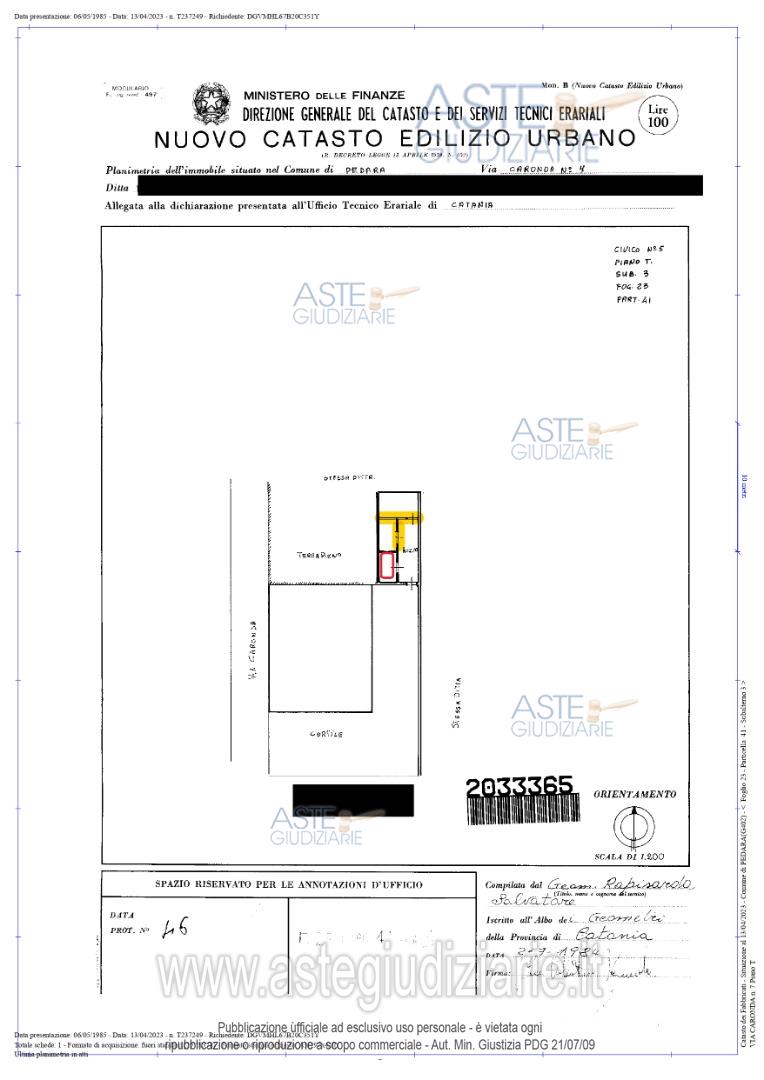 Planimetria del bene