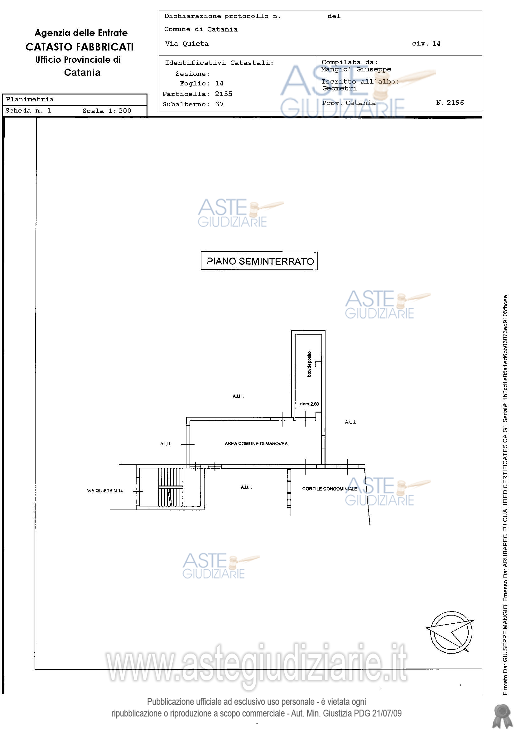 Planimetria del bene