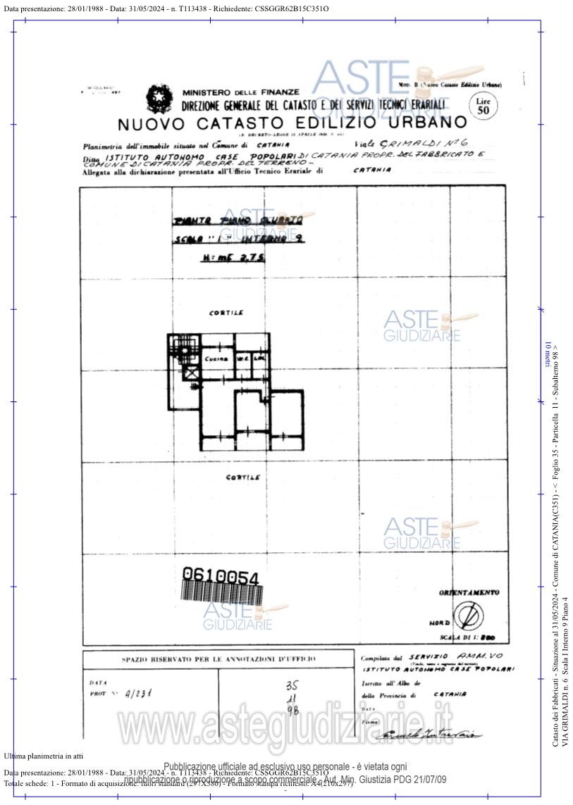 Planimetria del bene