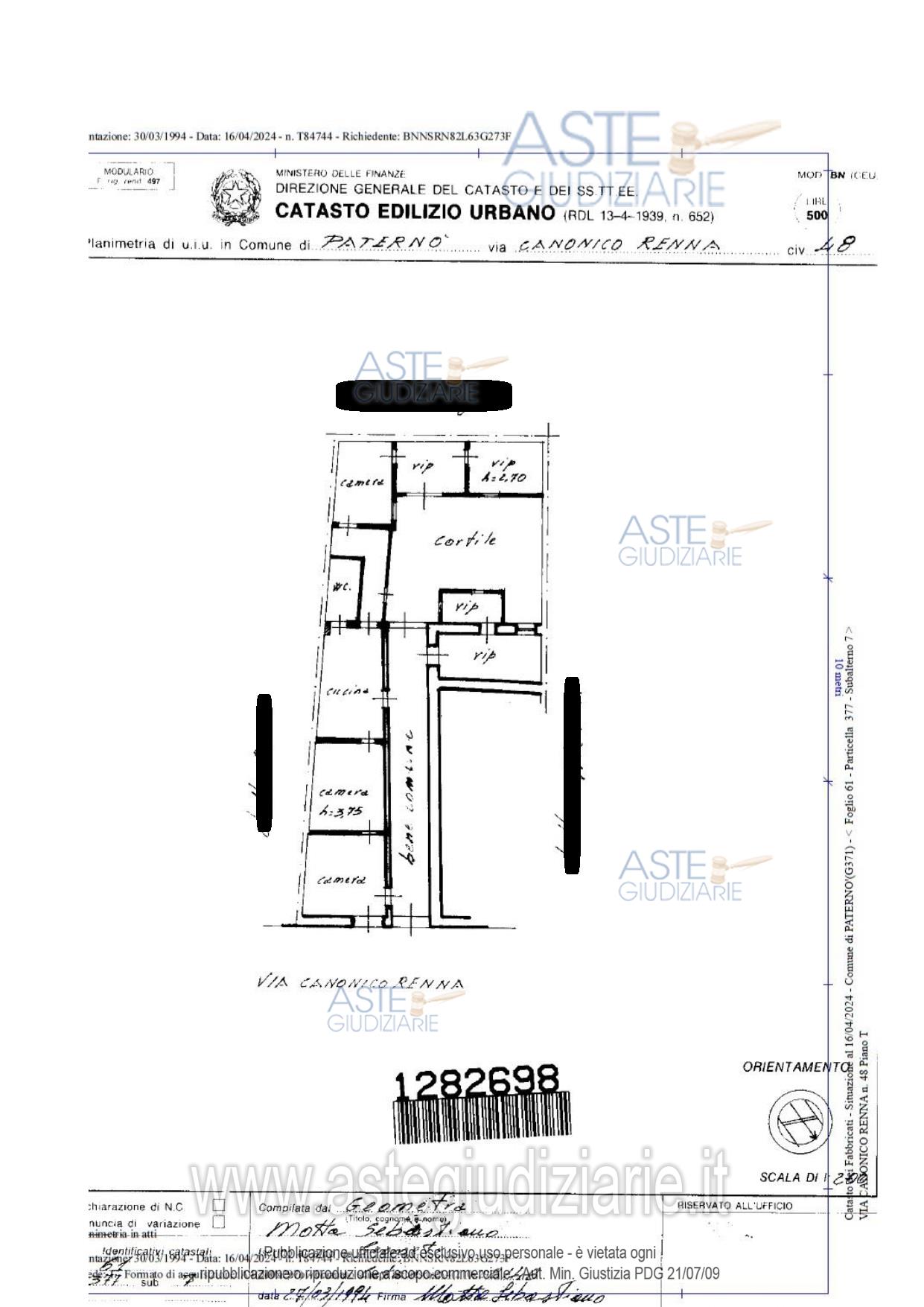 Planimetria del bene