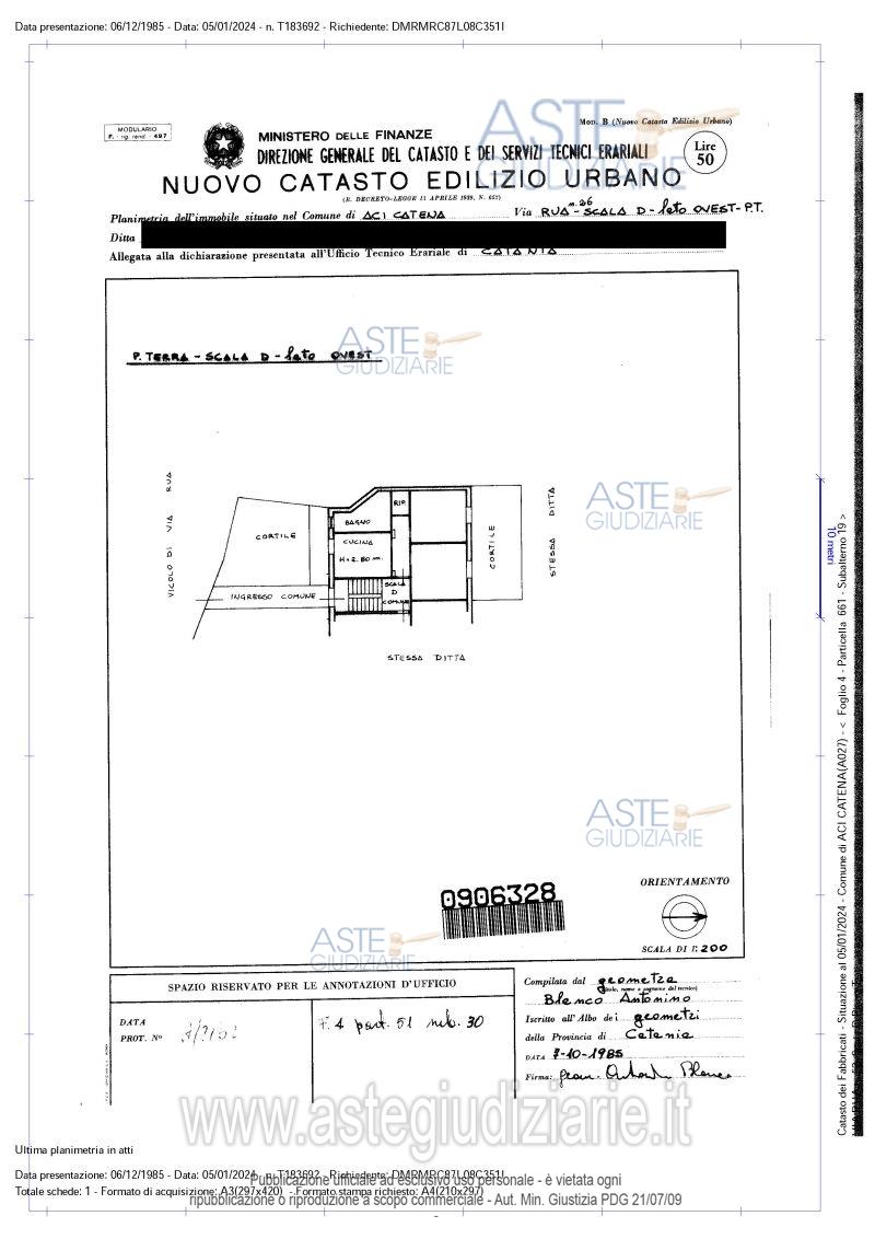 Planimetria del bene