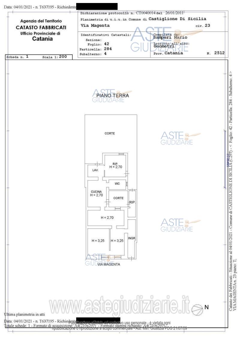 Planimetria del bene