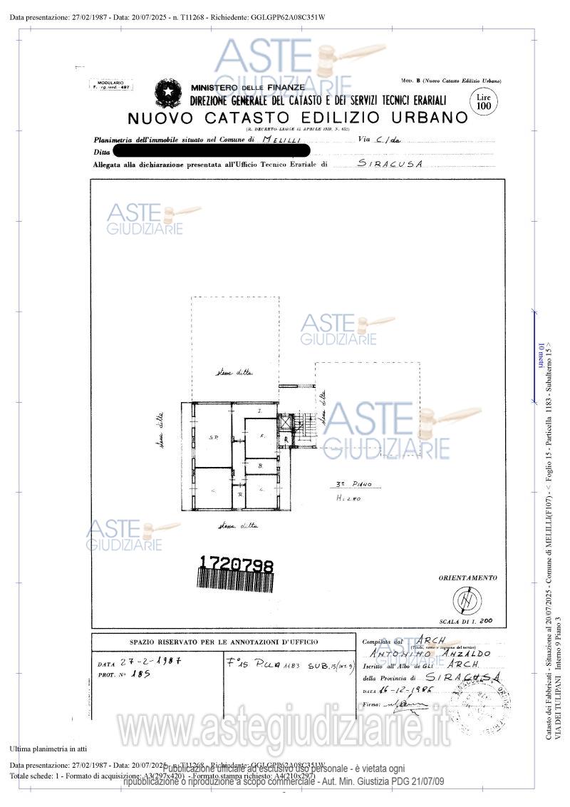 Planimetria del bene