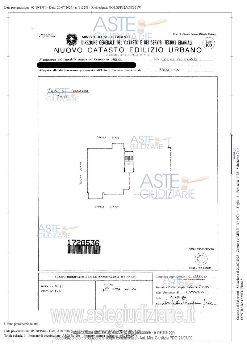 Planimetria del bene