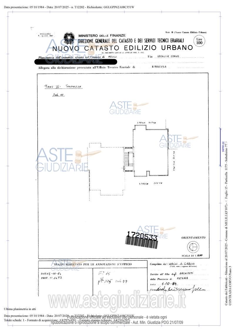 Planimetria del bene