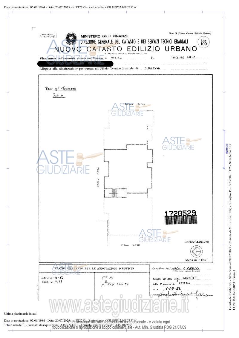 Planimetria del bene