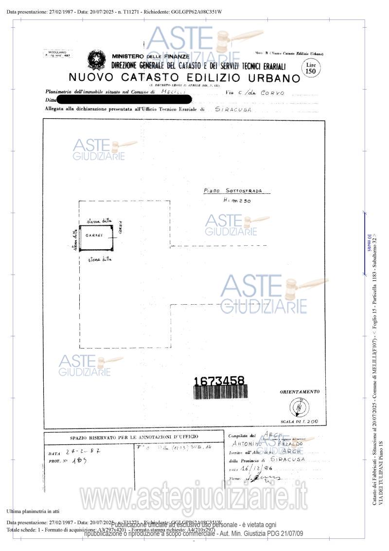 Planimetria del bene