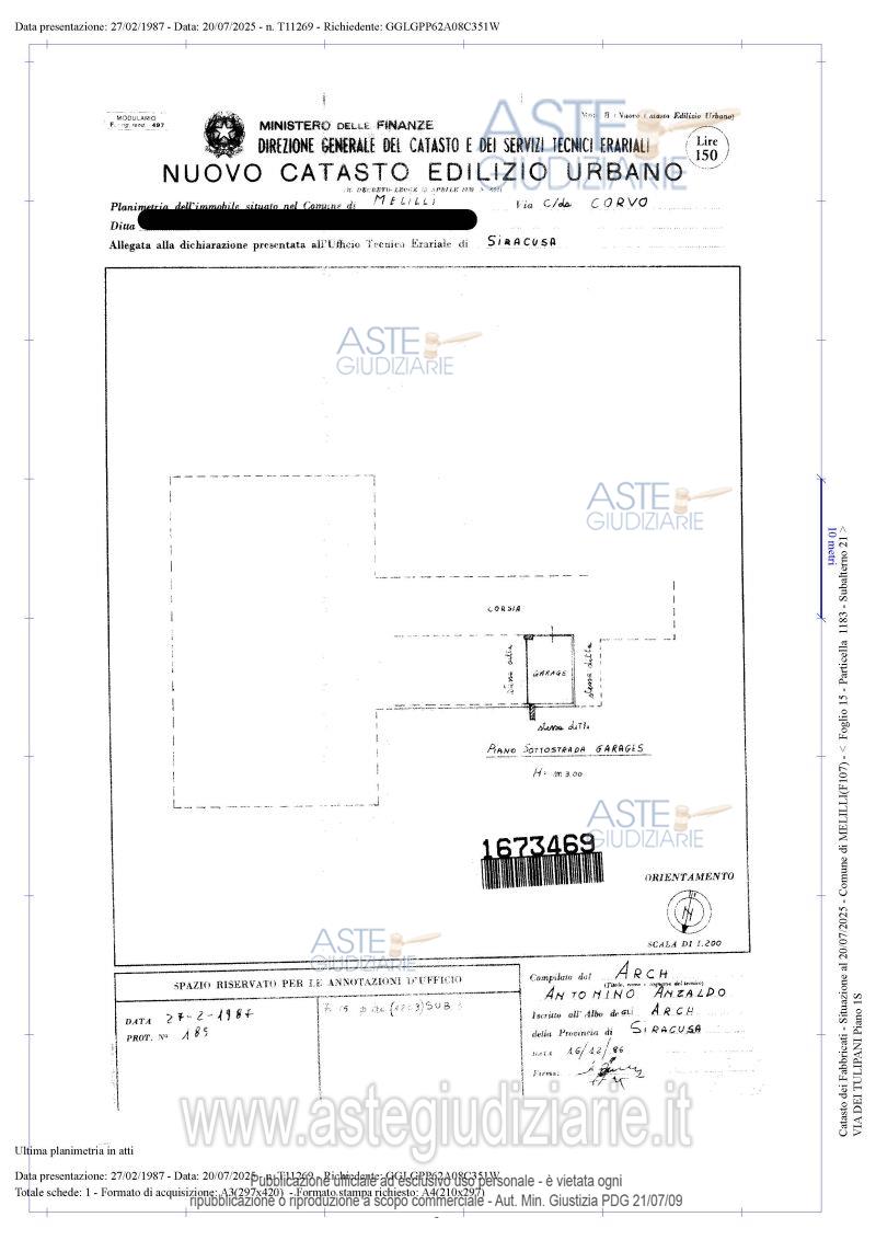 Planimetria del bene