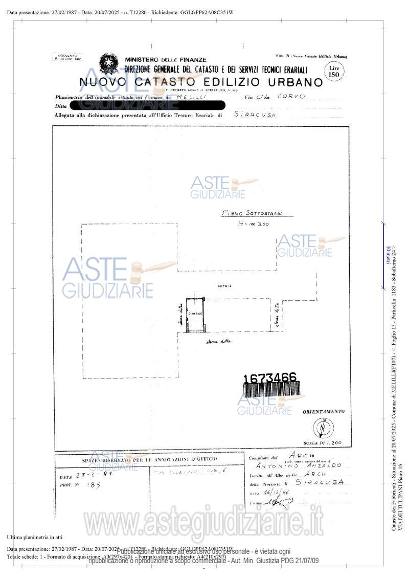 Planimetria del bene