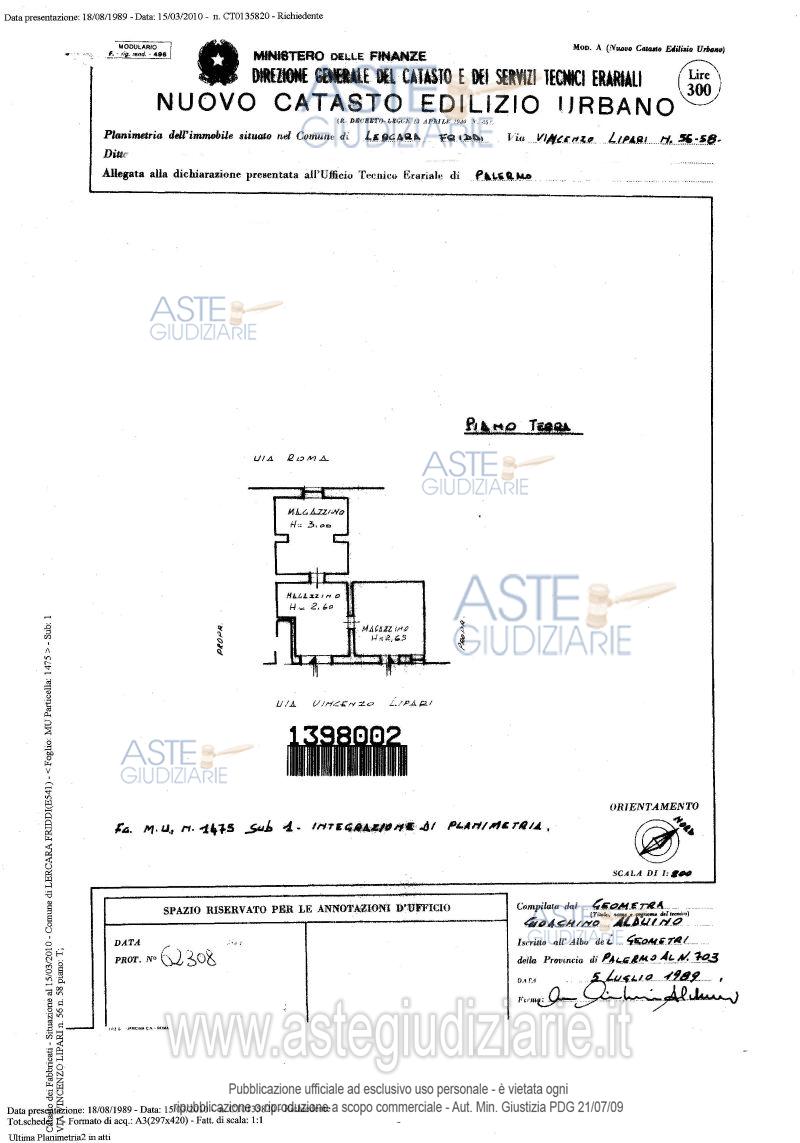Planimetria del bene