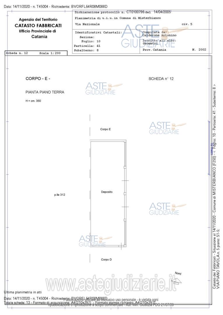 Planimetria del bene