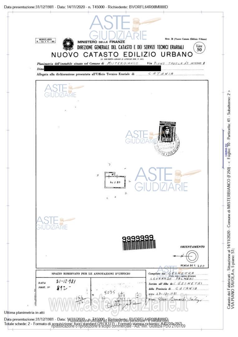 Planimetria del bene