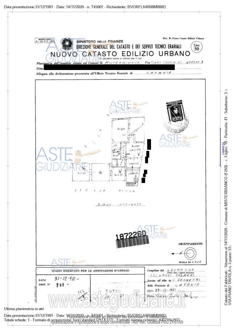 Planimetria del bene