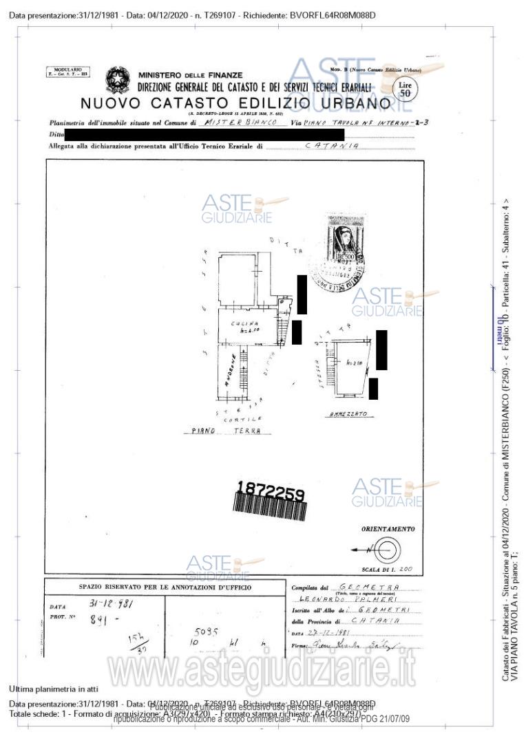 Planimetria del bene