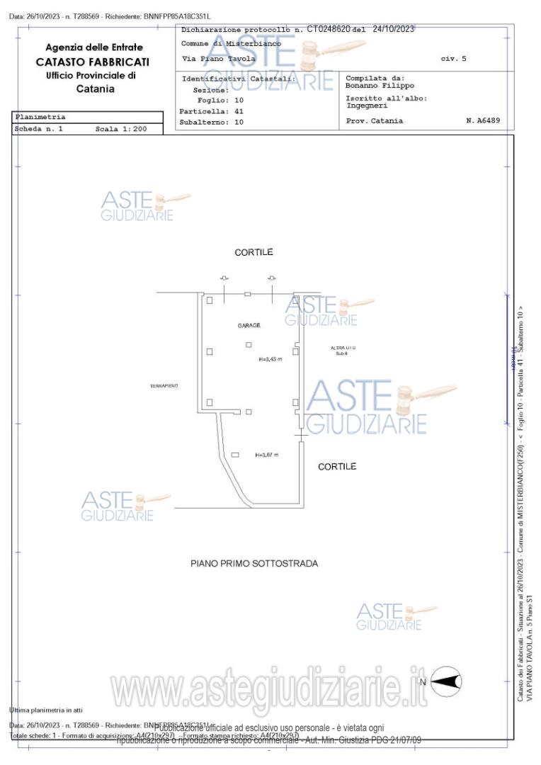 Planimetria del bene