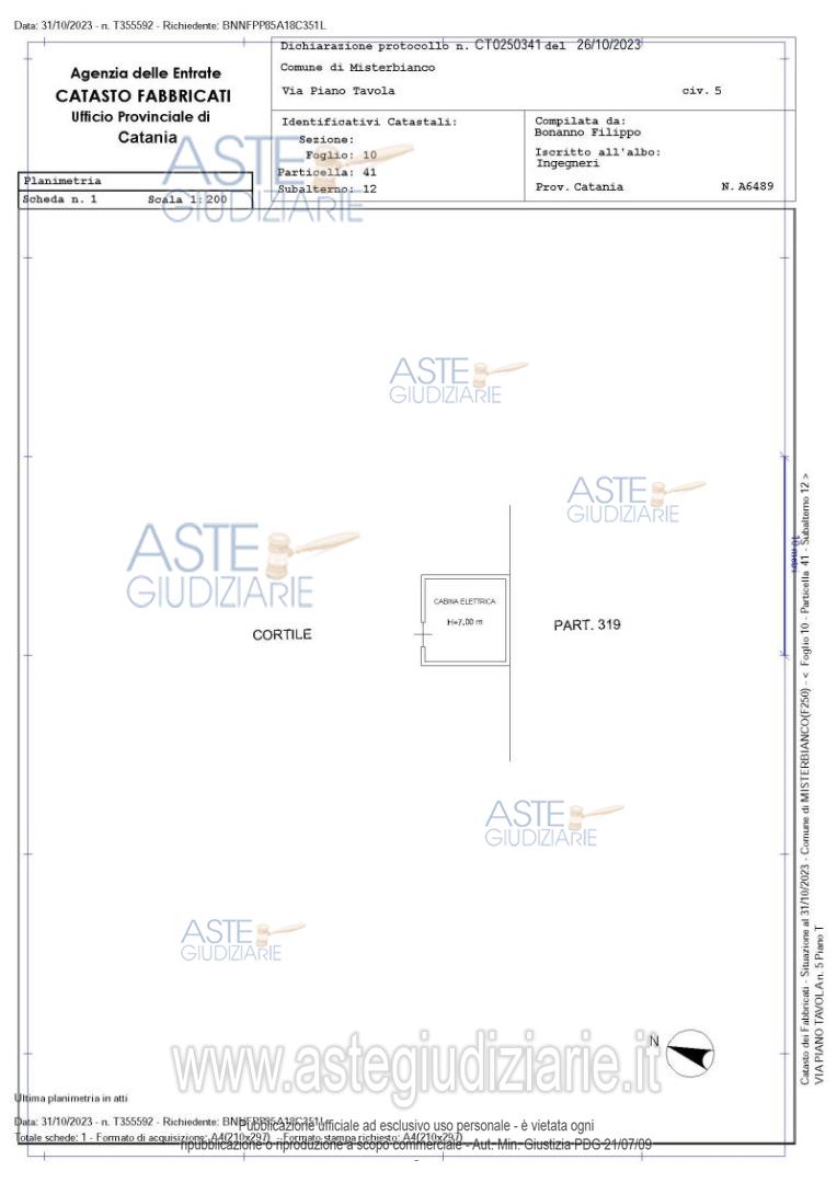 Planimetria del bene