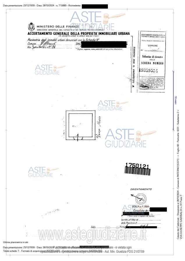 Planimetria del bene