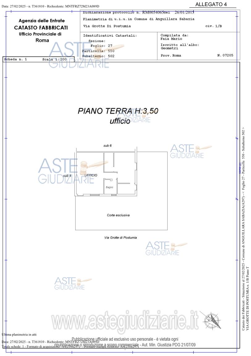 Planimetria del bene