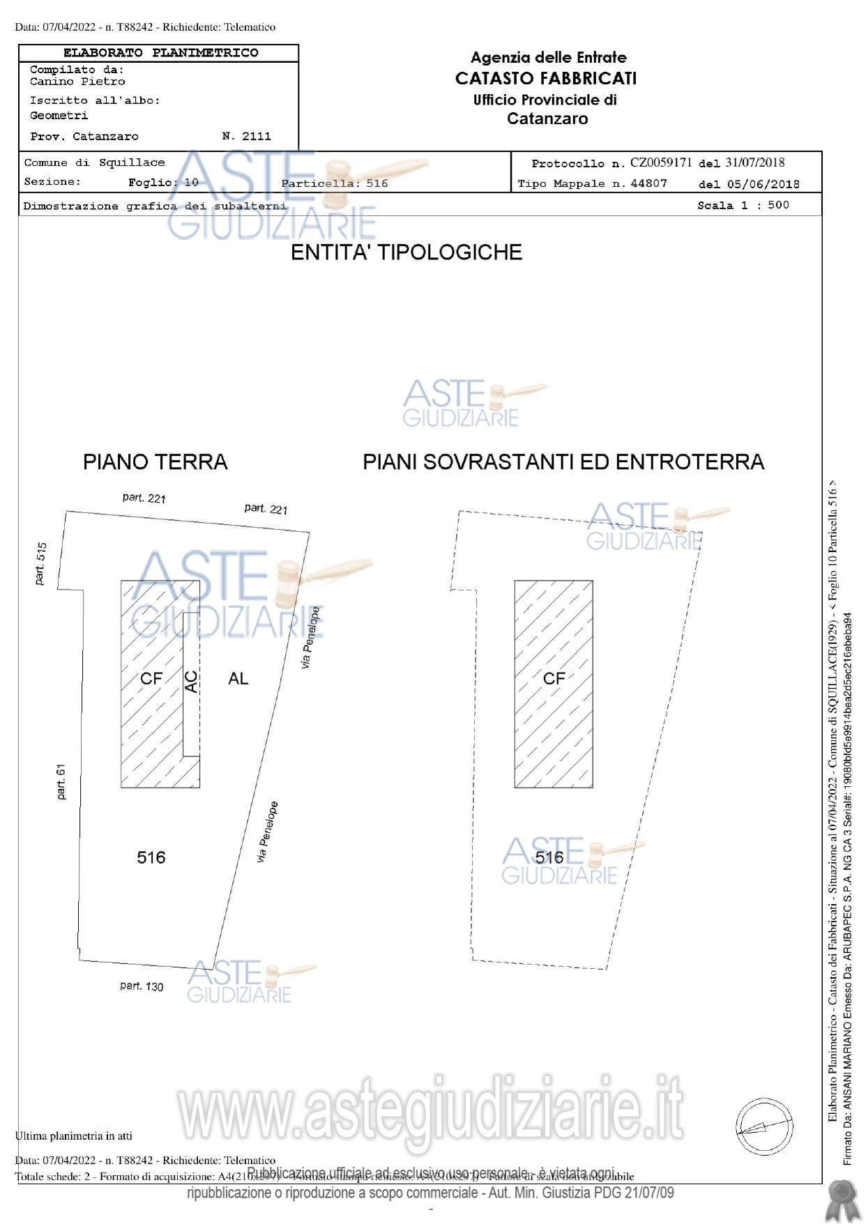 Planimetria del bene