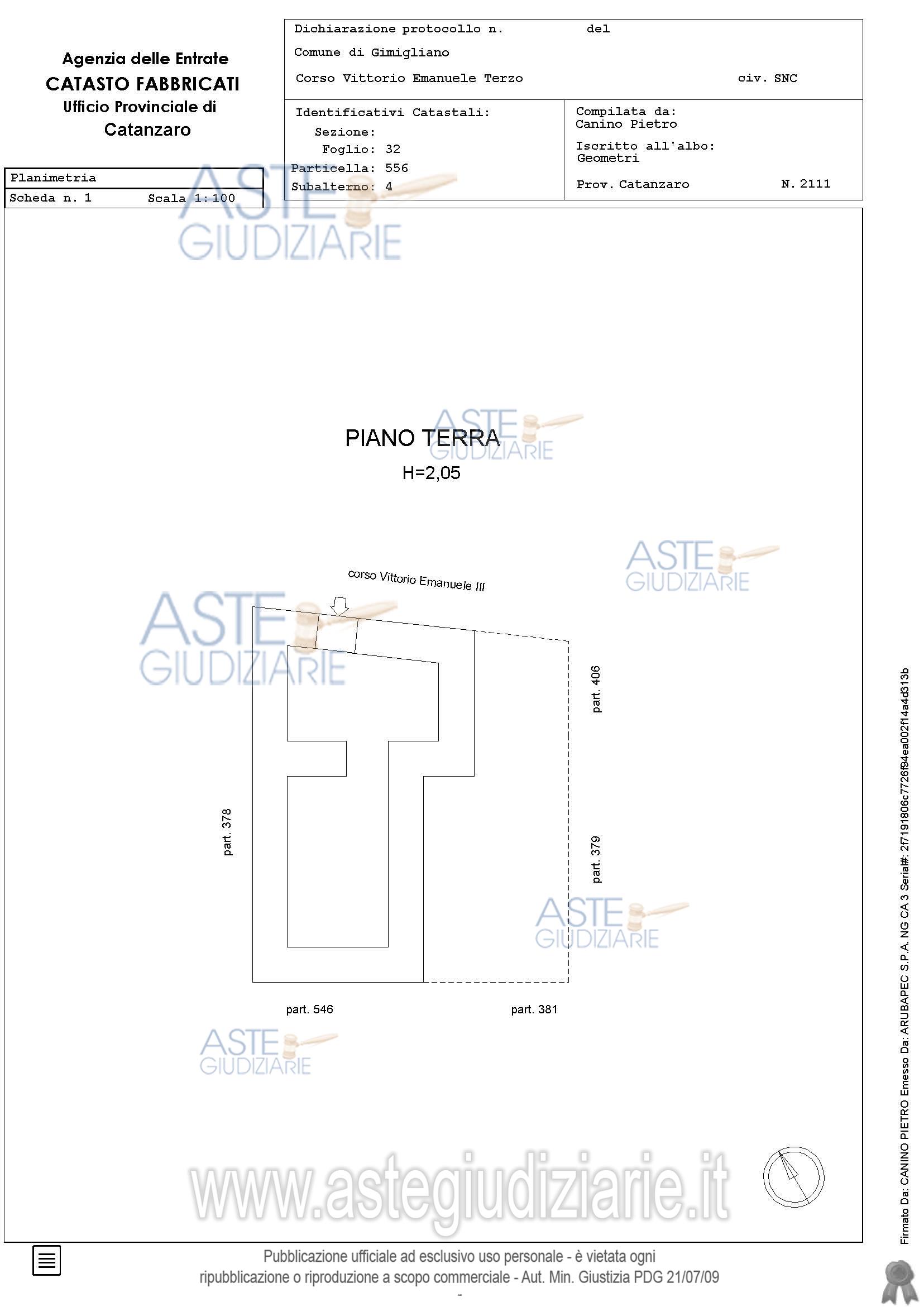 Planimetria del bene