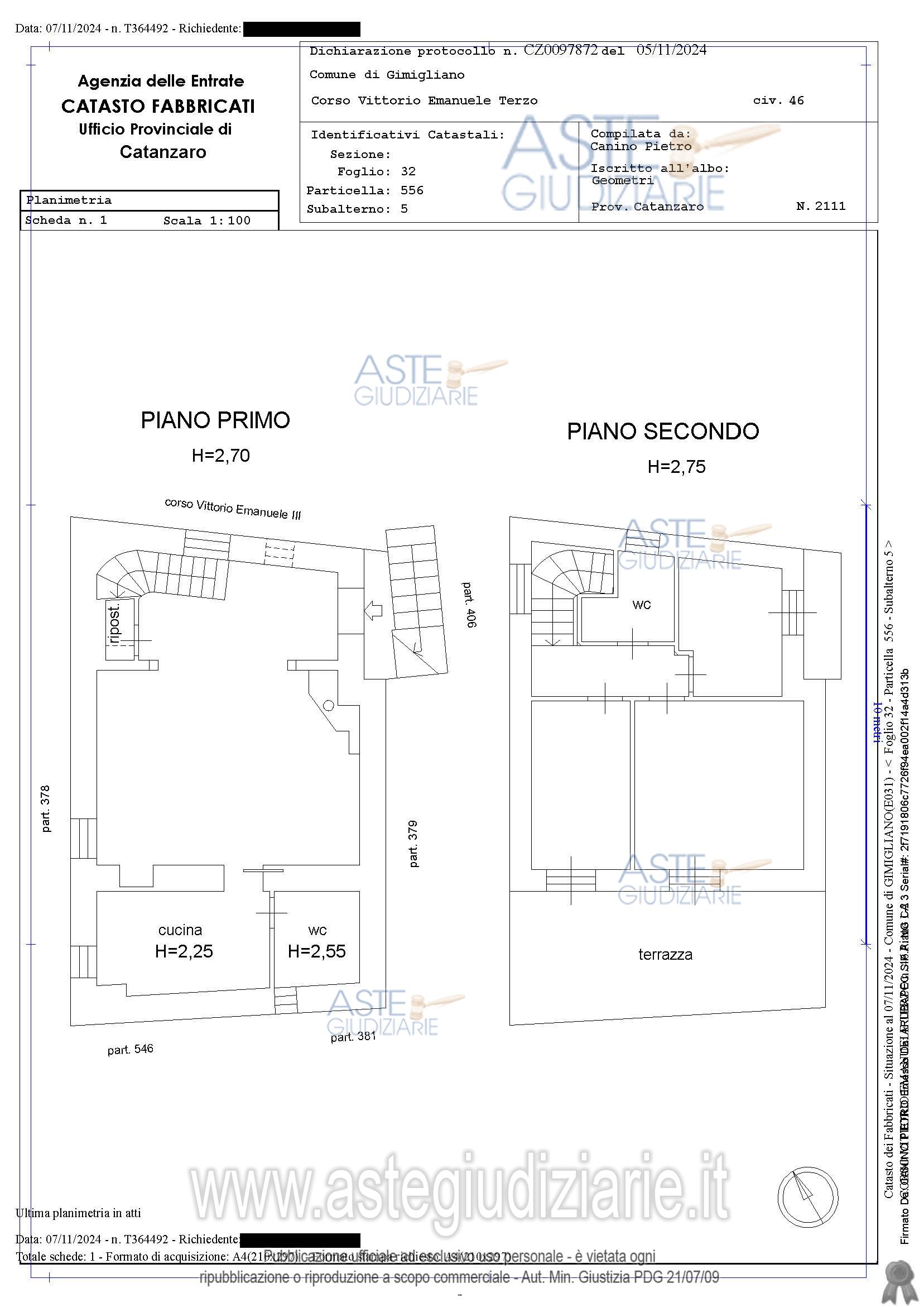 Planimetria del bene