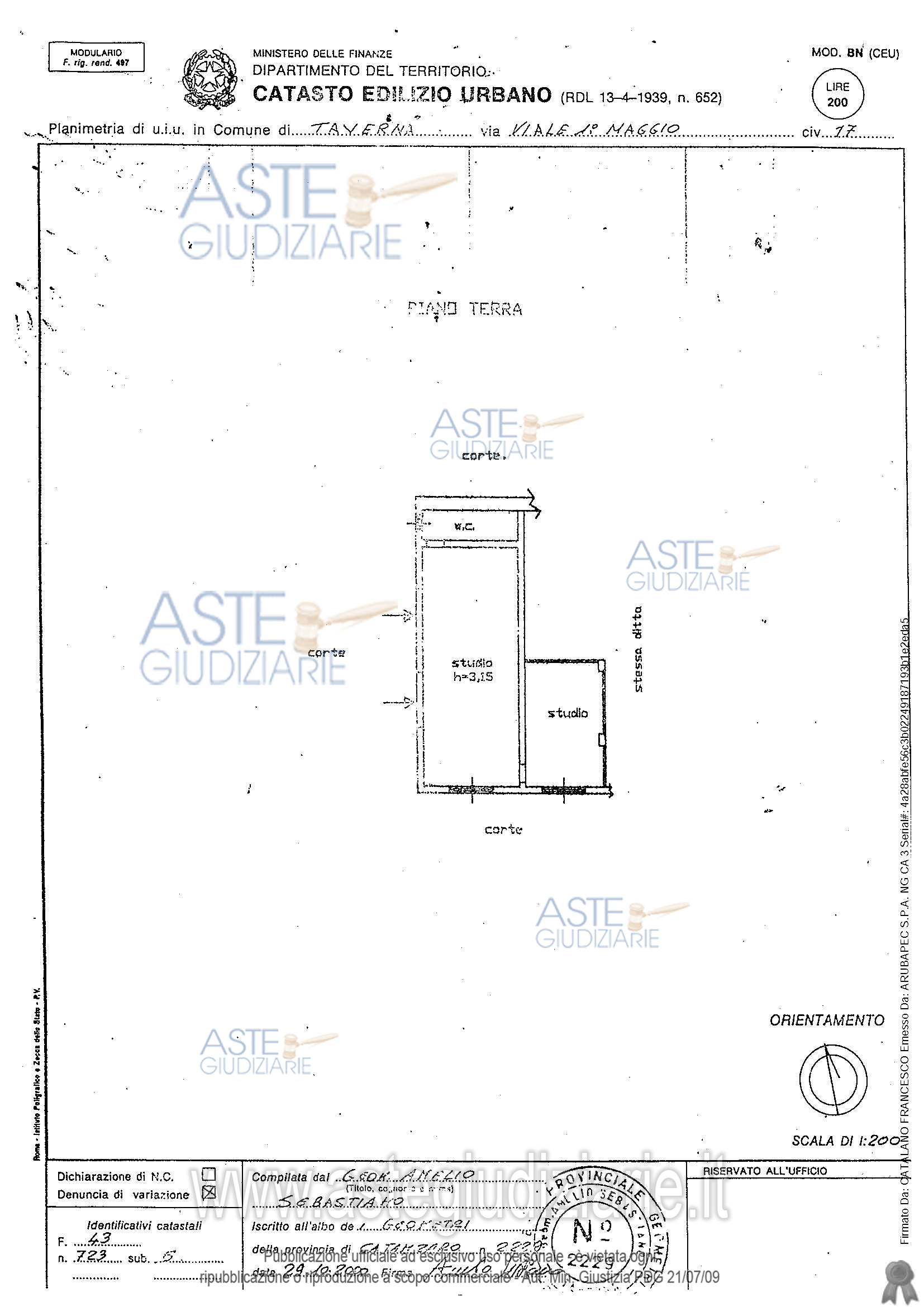 Planimetria del bene