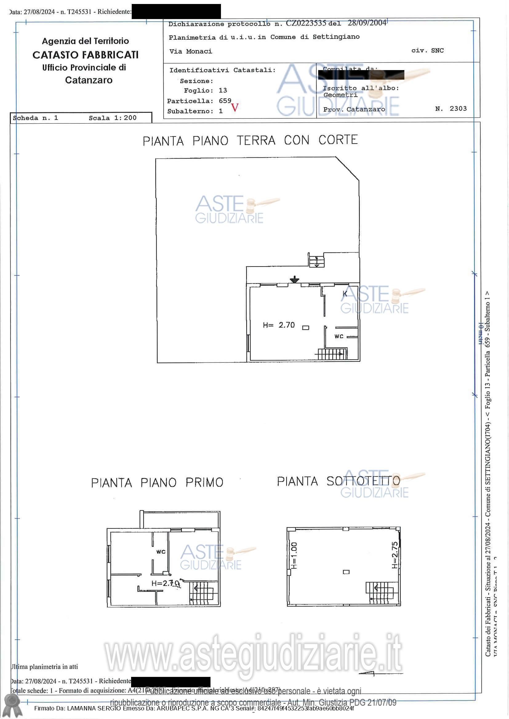 Planimetria del bene