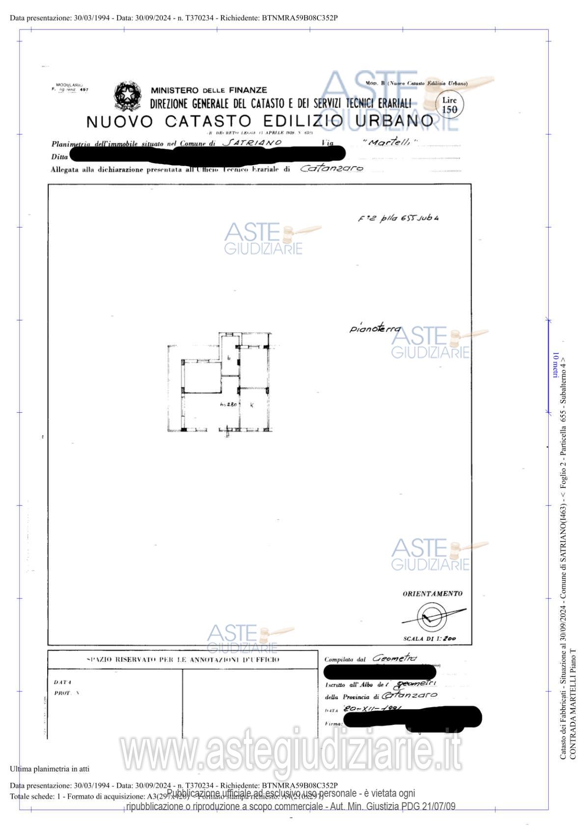 Planimetria del bene