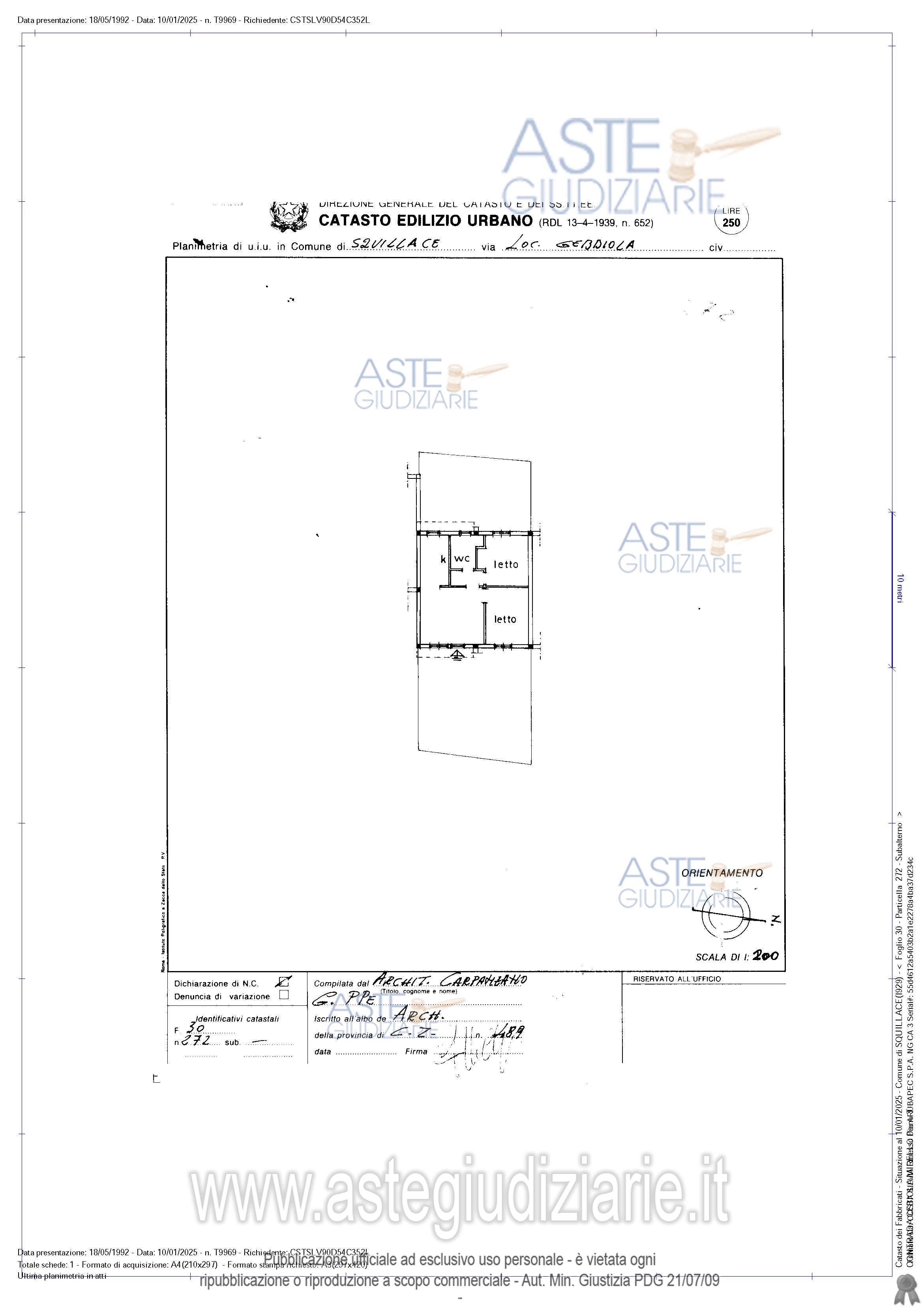 Planimetria del bene