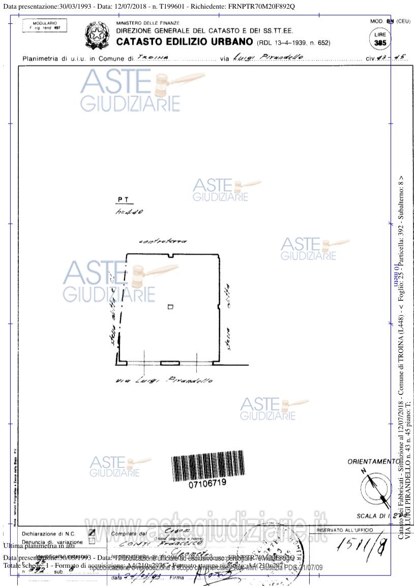 Planimetria del bene