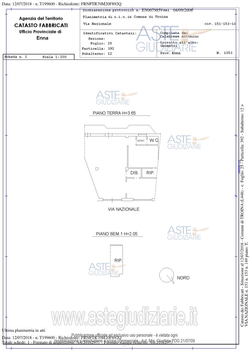 Planimetria del bene