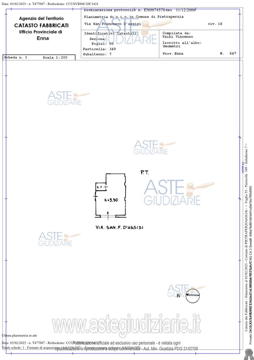 Planimetria del bene