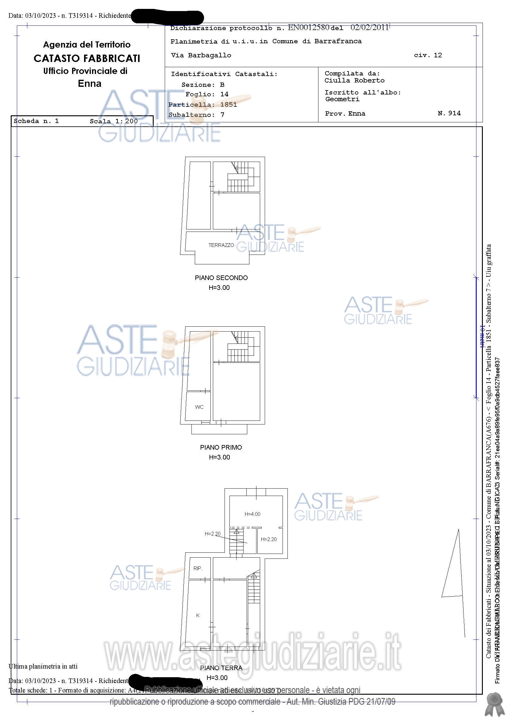 Planimetria del bene