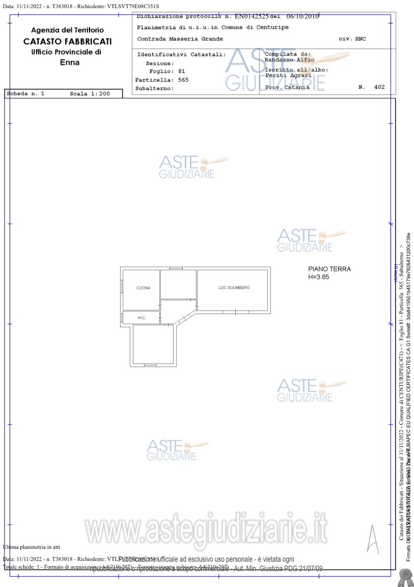 Planimetria del bene