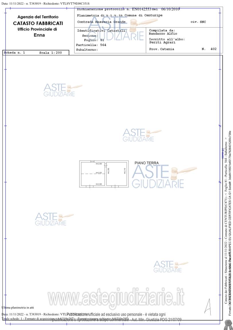 Planimetria del bene