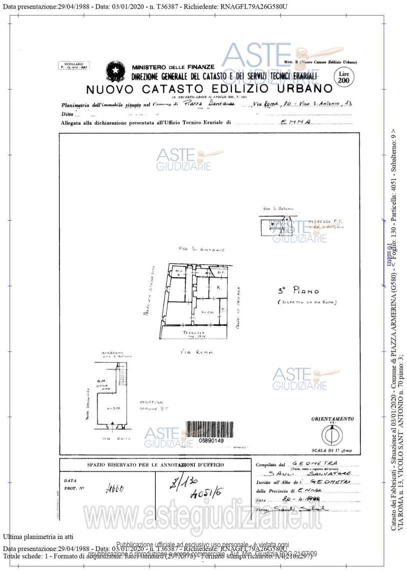 Planimetria del bene