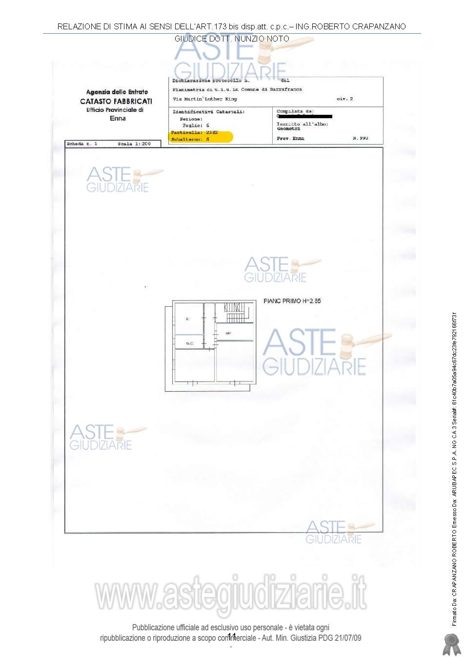 Planimetria del bene